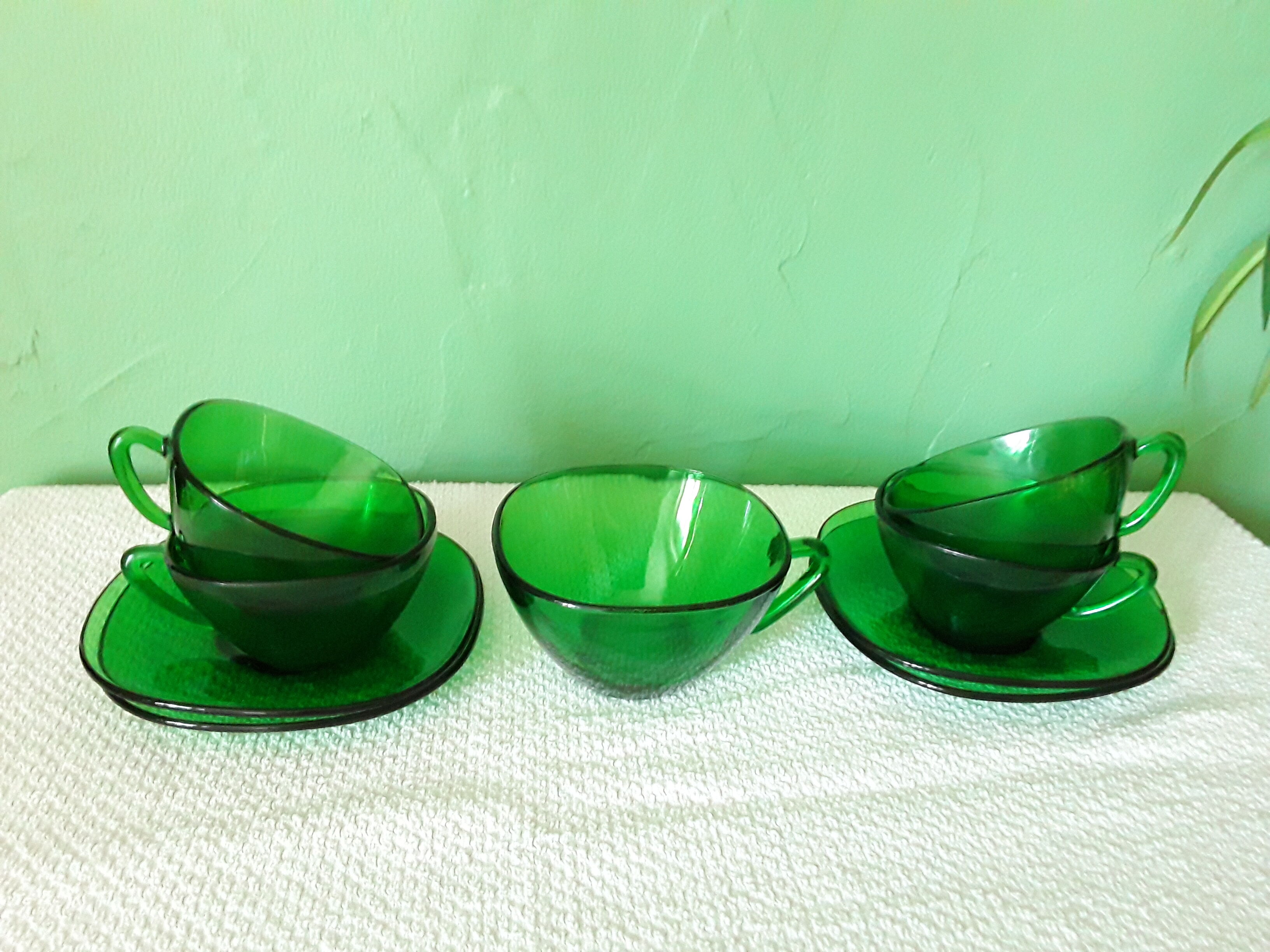 Vintage Vereco cups made of green glass