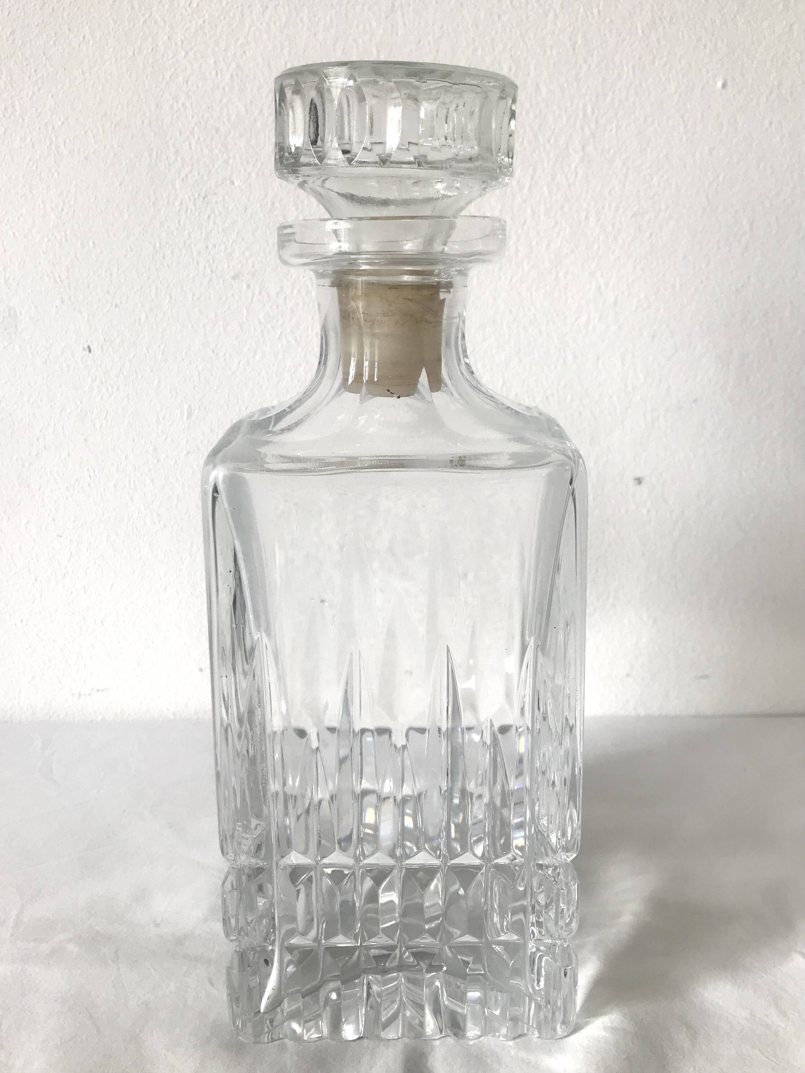 Crystal glass whiskey decanter