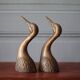 Vintage bookends, animal bookends, heron head, bird, brass sculpture, interior decor.
