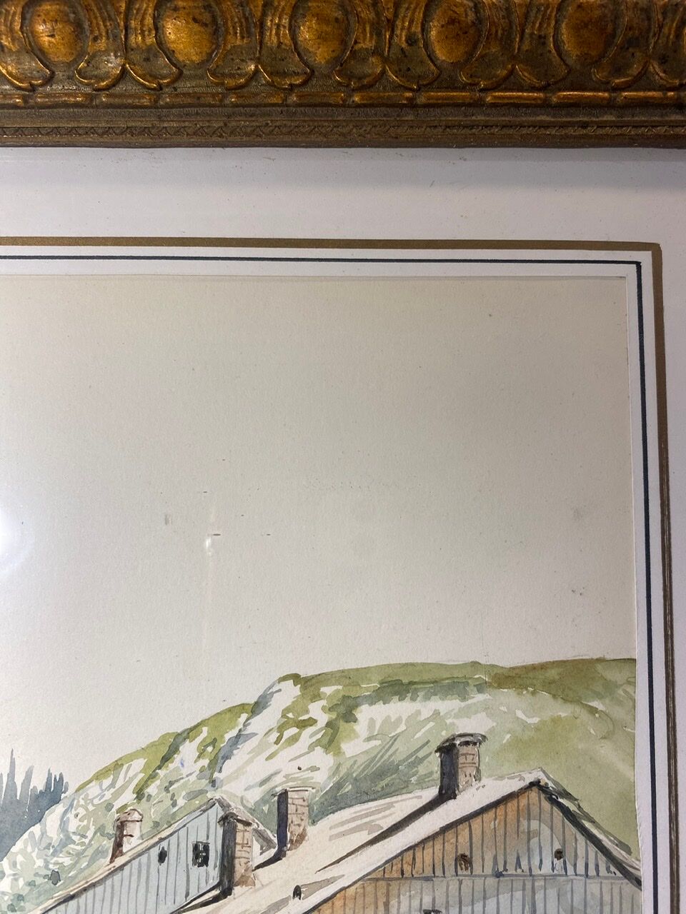 Old painting, mountain landscape in the Jura, nineteenth century