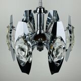 Chrome and glass lustre with lenses by Oscar Torlasco, Italy, 1960s.