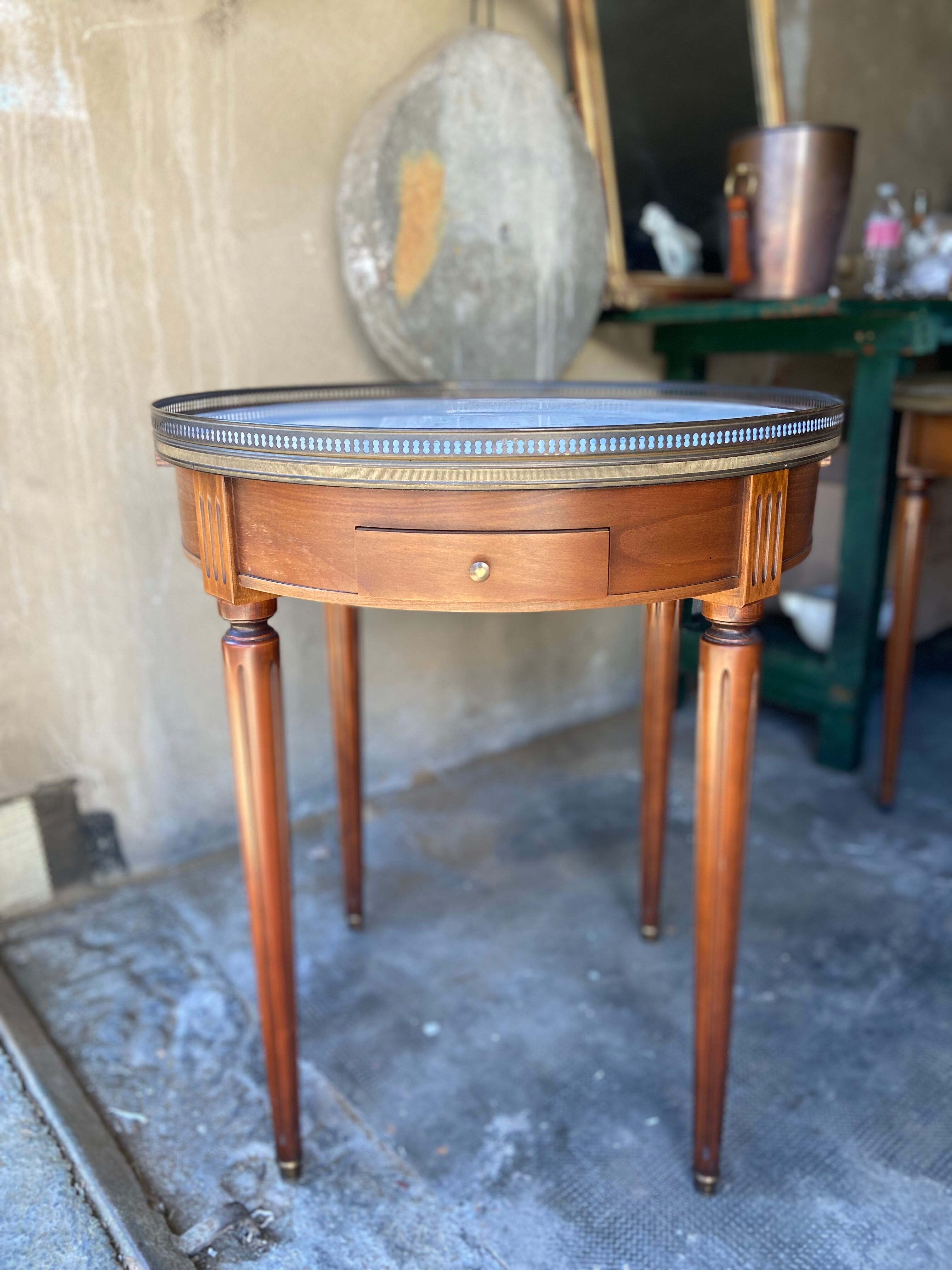 White marble hot water bottle table