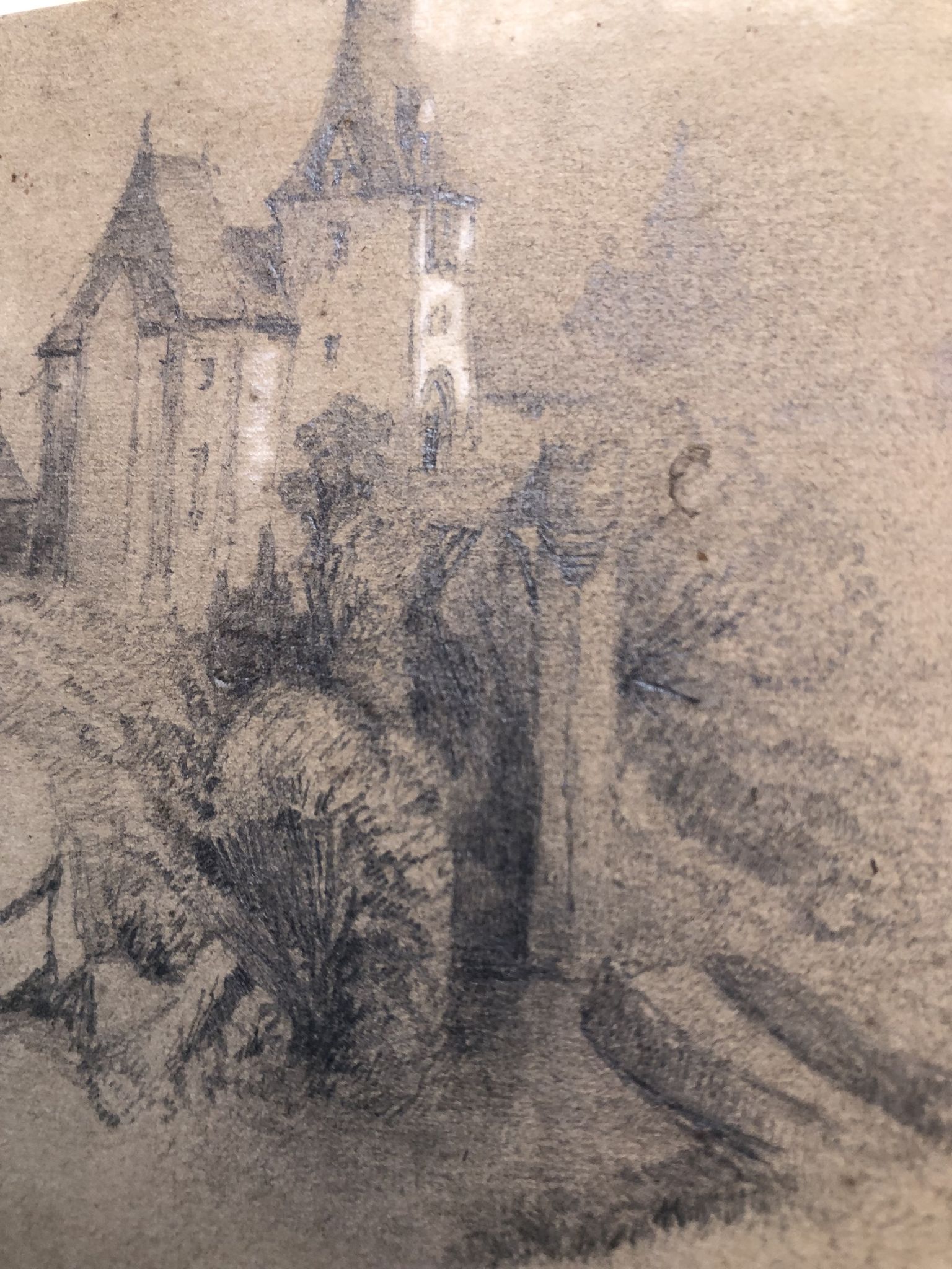 Collage drawings in graphite and white chalk 1872