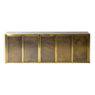 Exclusive sideboard in brushed brass by Belgochrom, 1970s