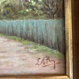 Huile sur Toile « Le pont de Blamont sur l'Ourcq » de Laby . XX.