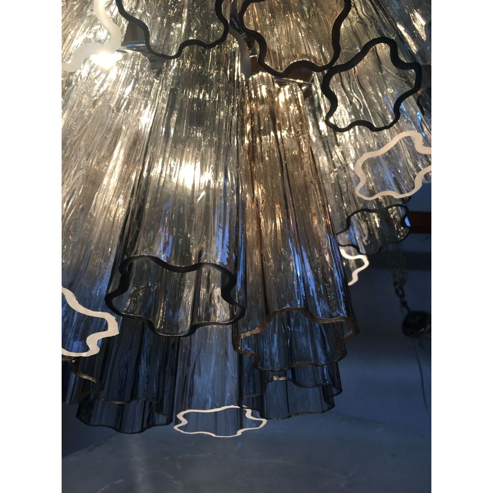 Clear , grey and fume’ “tronchi” murano glass chandelier d60-3l