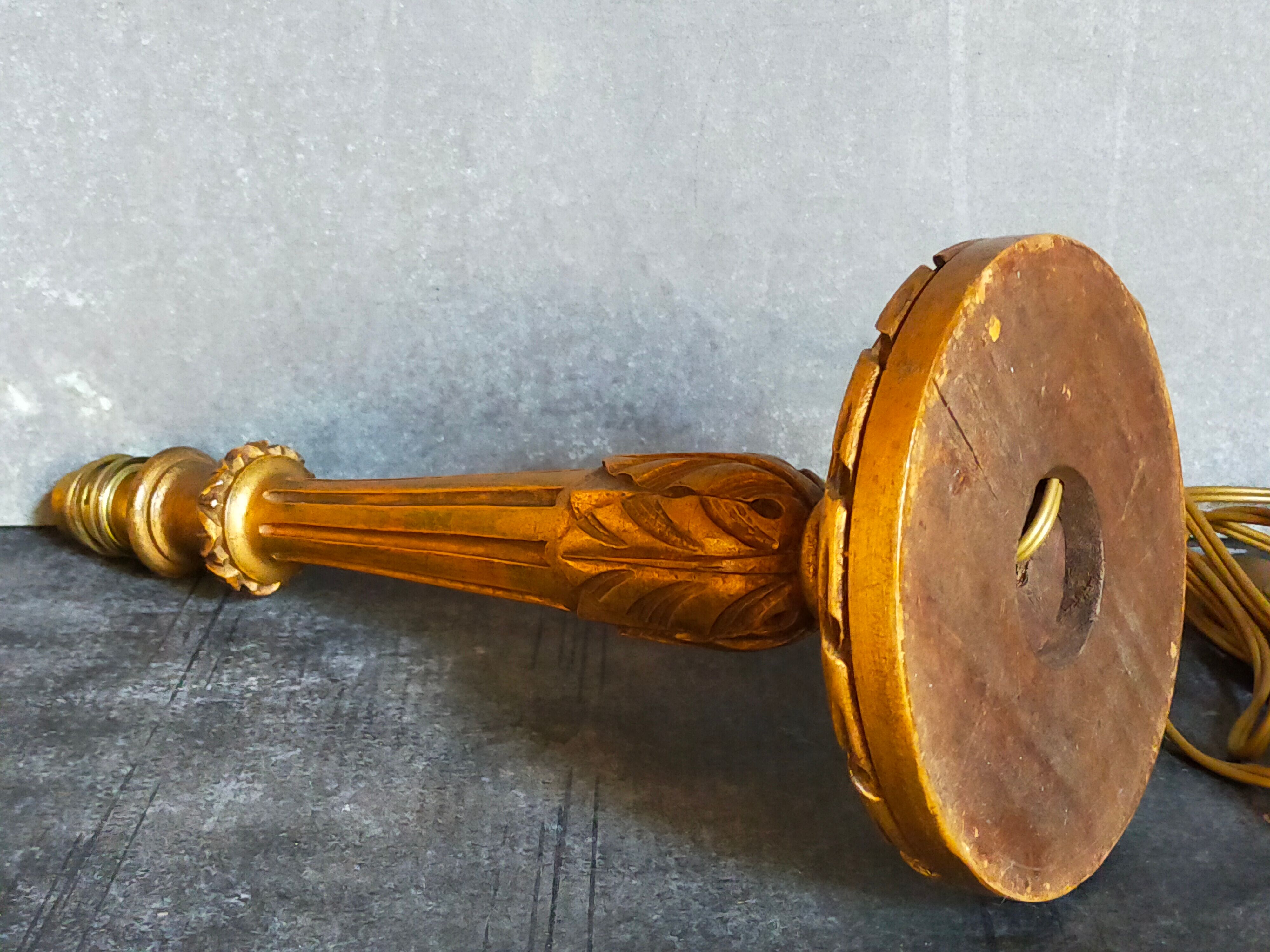 Lamp foot turned carved antique patina