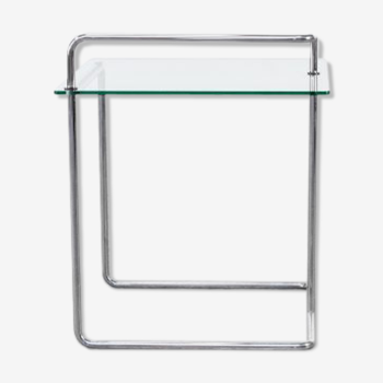 End table in glass and chrome 80s