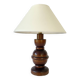 Lampe bois, câble neuf soie, abat-jour neuf