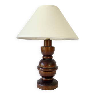 Lampe bois, câble neuf soie, abat-jour neuf