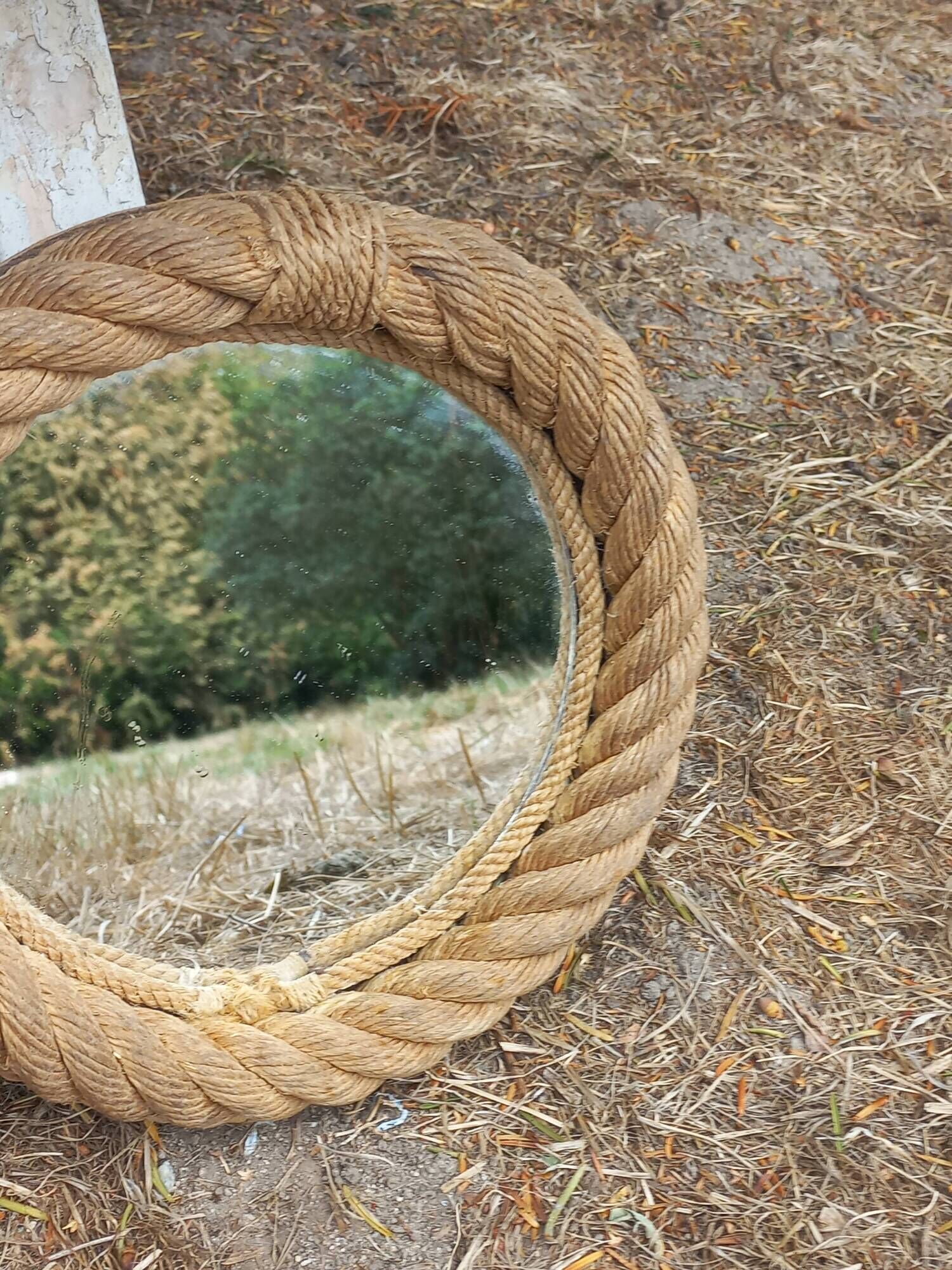 Set of 2 Audoux and Minet mirrors with rope from the 1950s.