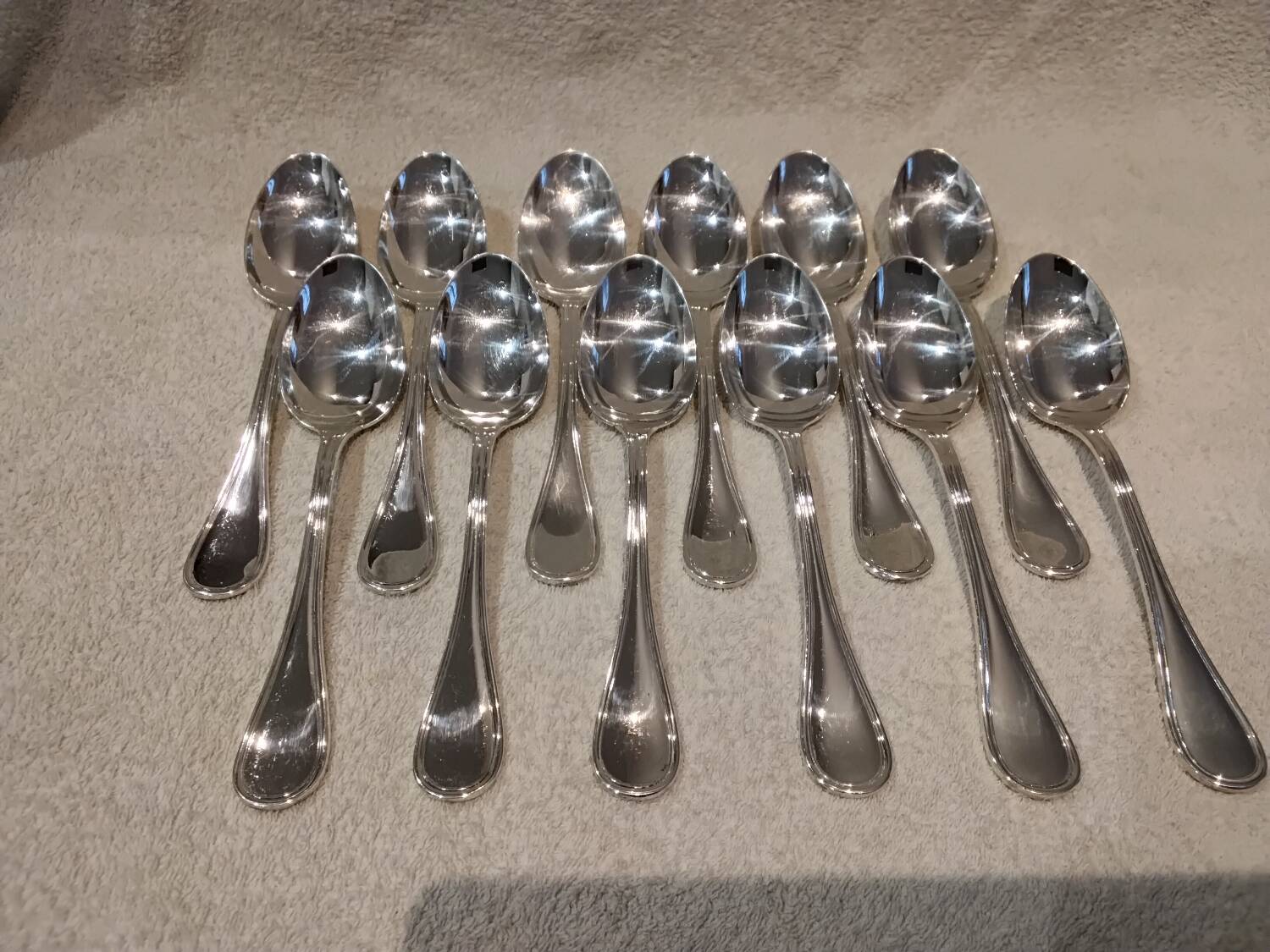 6 silver-plated soup spoons, Christofle Albi silversmith, 20.6cm