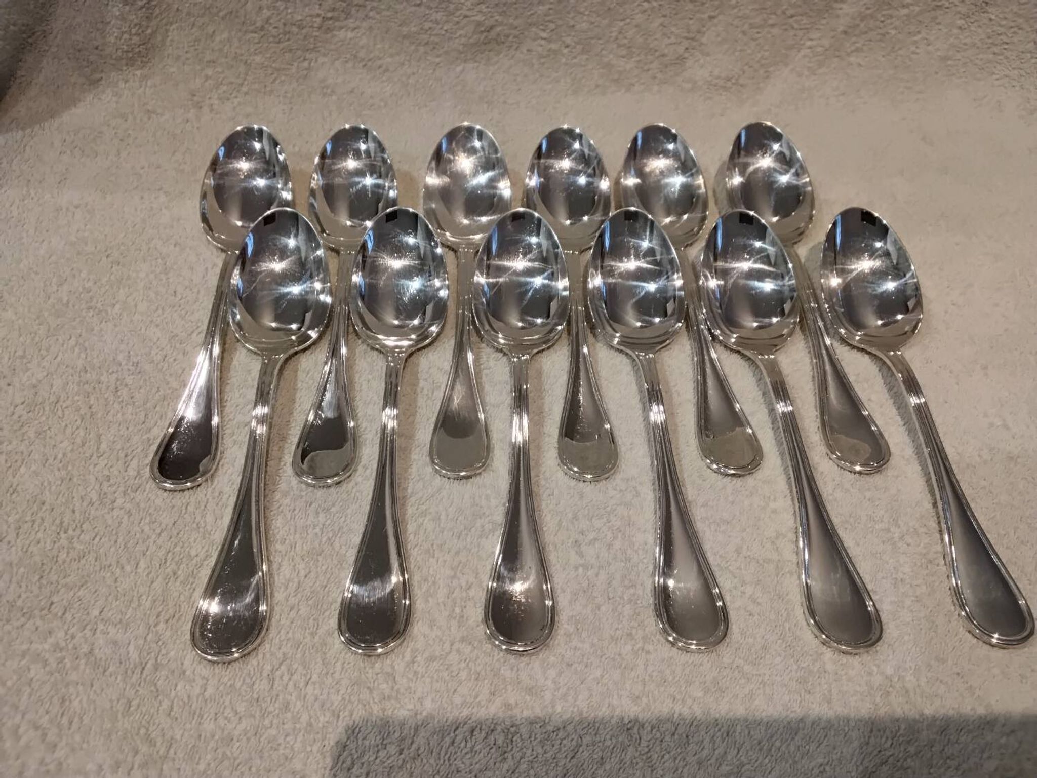 6 silver-plated soup spoons, Christofle Albi silversmith, 20.6cm