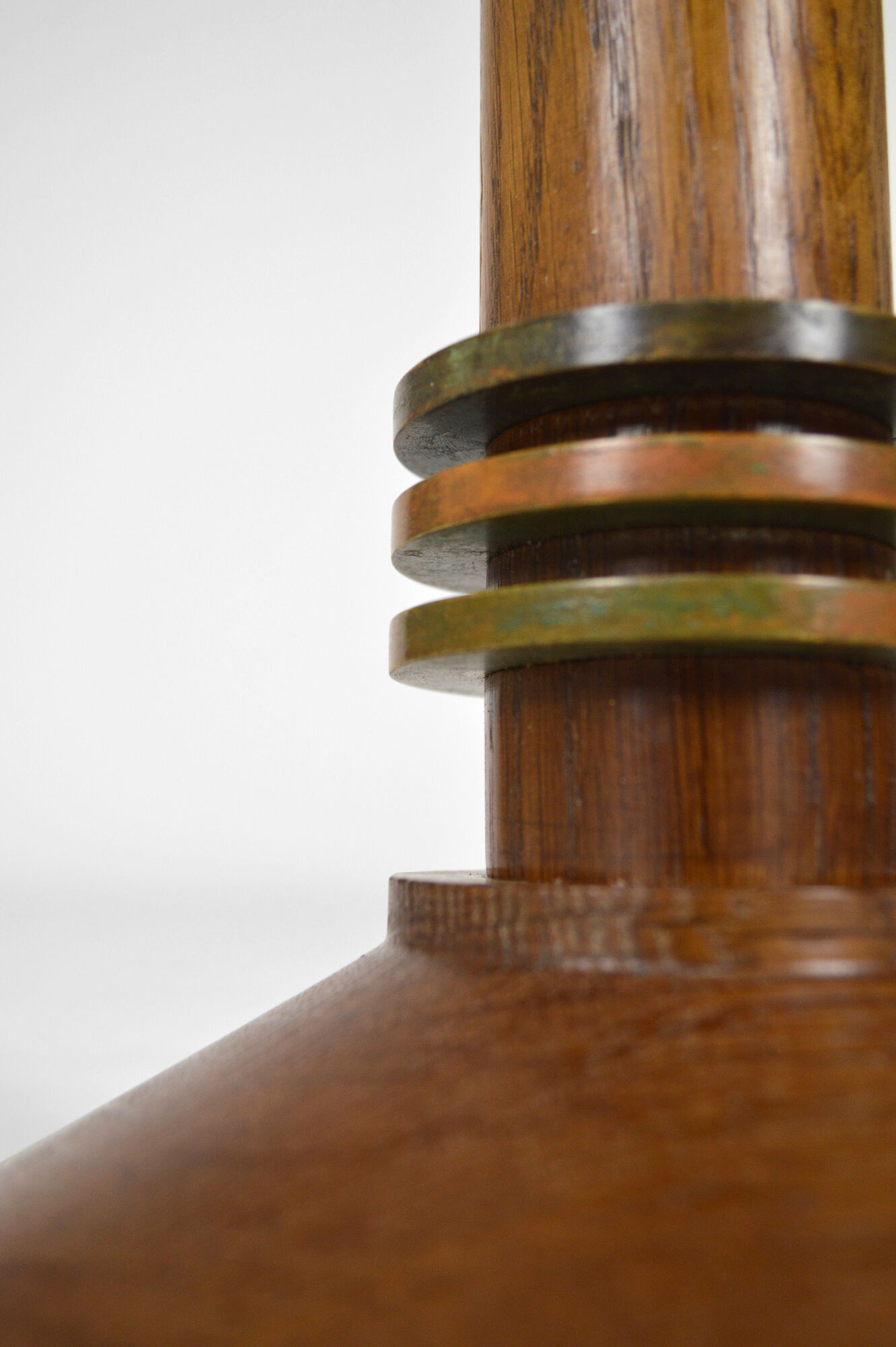 Pair of art deco lamps in wood and patinated bronze around 1930