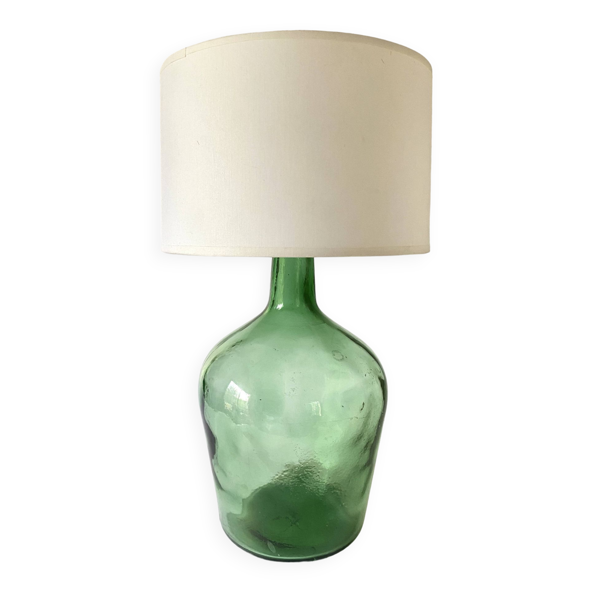 Glass lamp, braided fabric cable, new lampshade