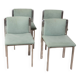 Lot de 4 chaises vintage 70's en metal et tissu turquoise design italien