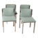 Lot de 4 chaises vintage 70's en metal et tissu turquoise design italien