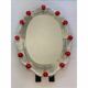 Venetian Murano Glass Oval Red Floral Wall Mirror – Hand-Carved Italian Art