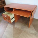 Elegant, functional Gautier desk - Large drop-leaf top - 2 drawers - Sliding shelf - 1990s