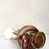 Murano glass vase, white and brown opaline with a swirl pattern from the 1970s.