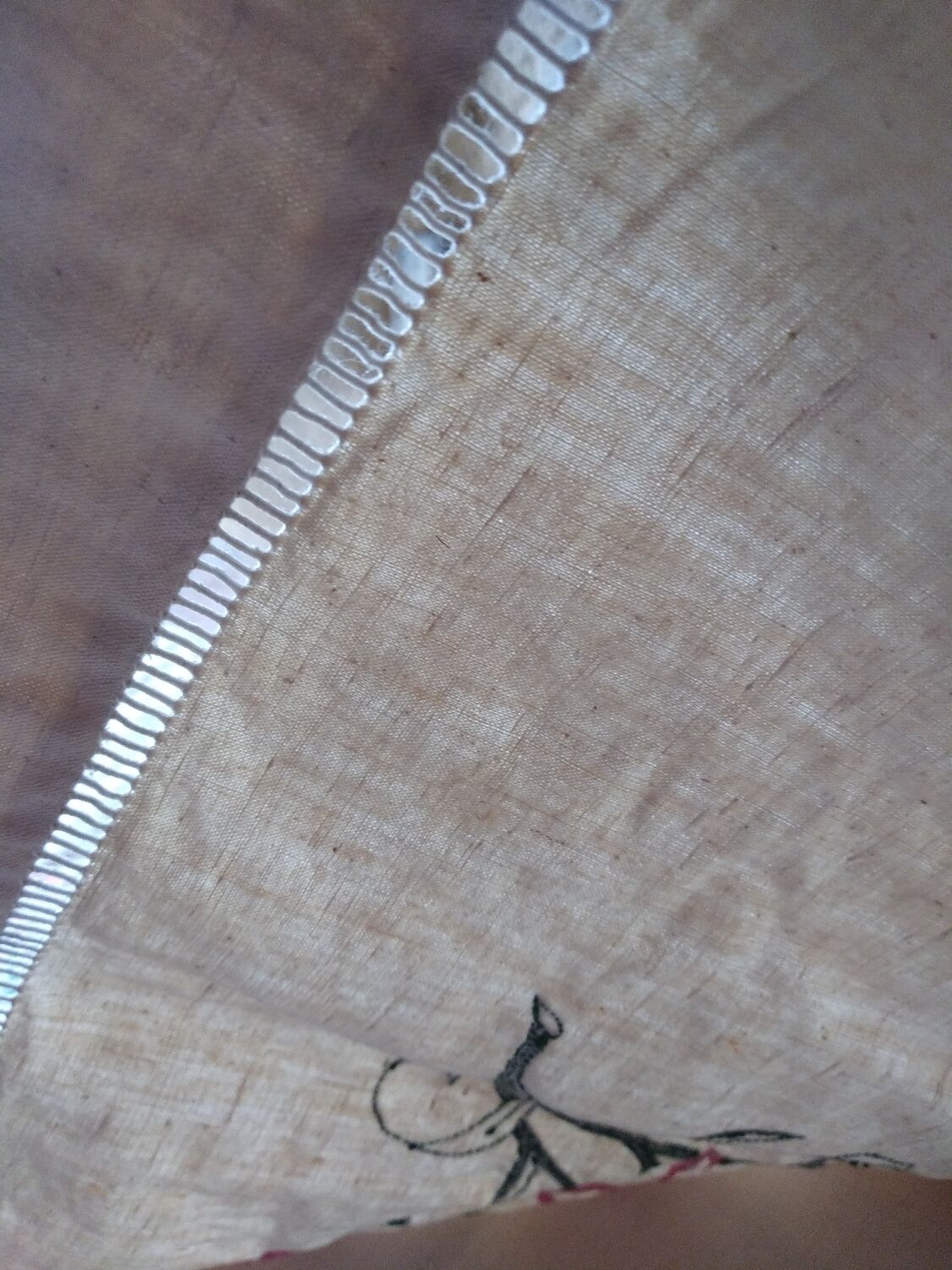 Old linen sheet embroidered decor flowers pink 210x300 cm