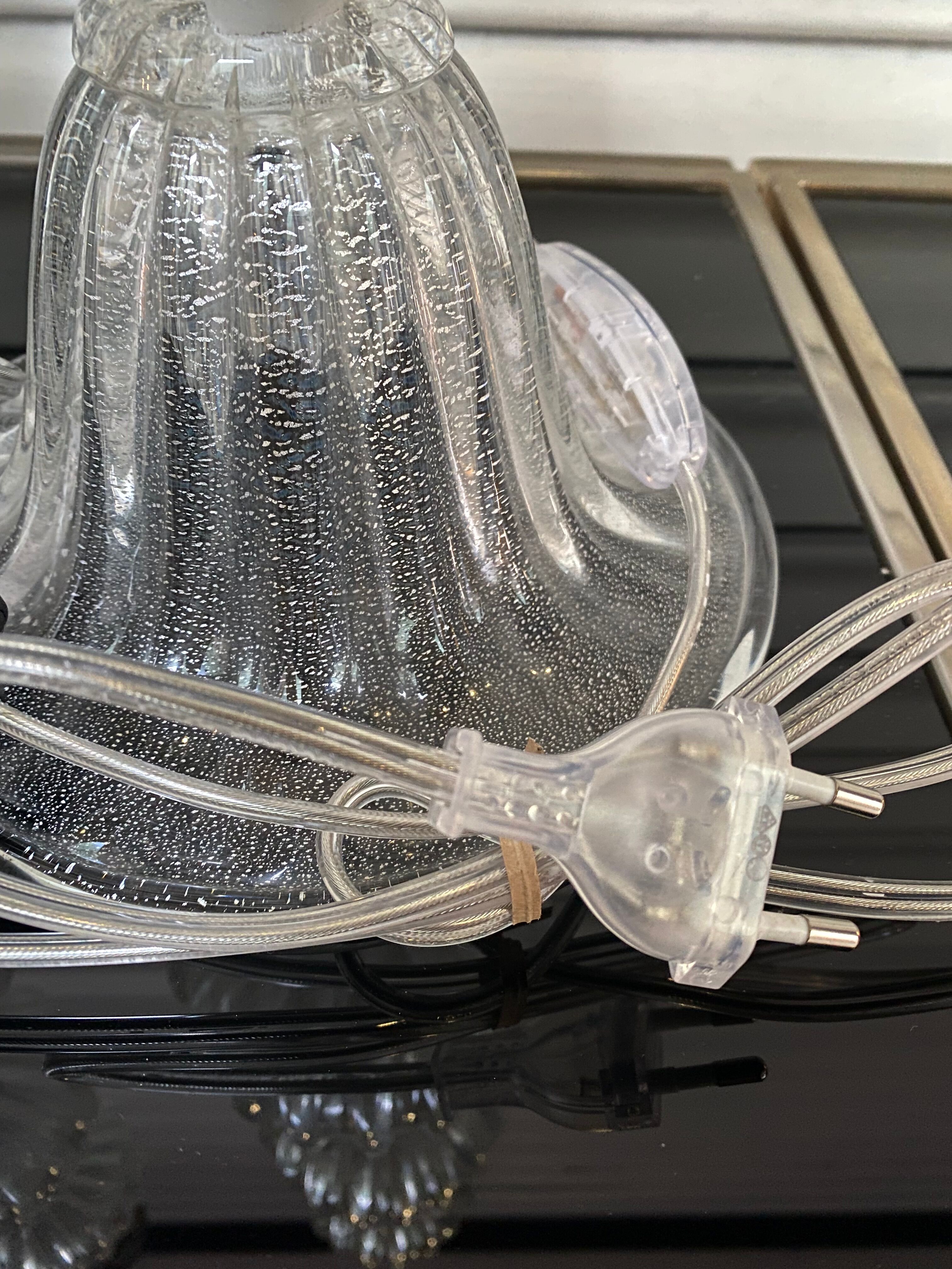 Pair of lamp legs in transparent Murano glass, Alberto Dona, 70s