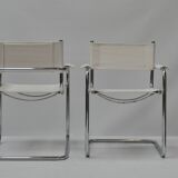 Set of 4 Chrome Sled-Base Chairs, Reupholstered in Italian Chioccarello Lin