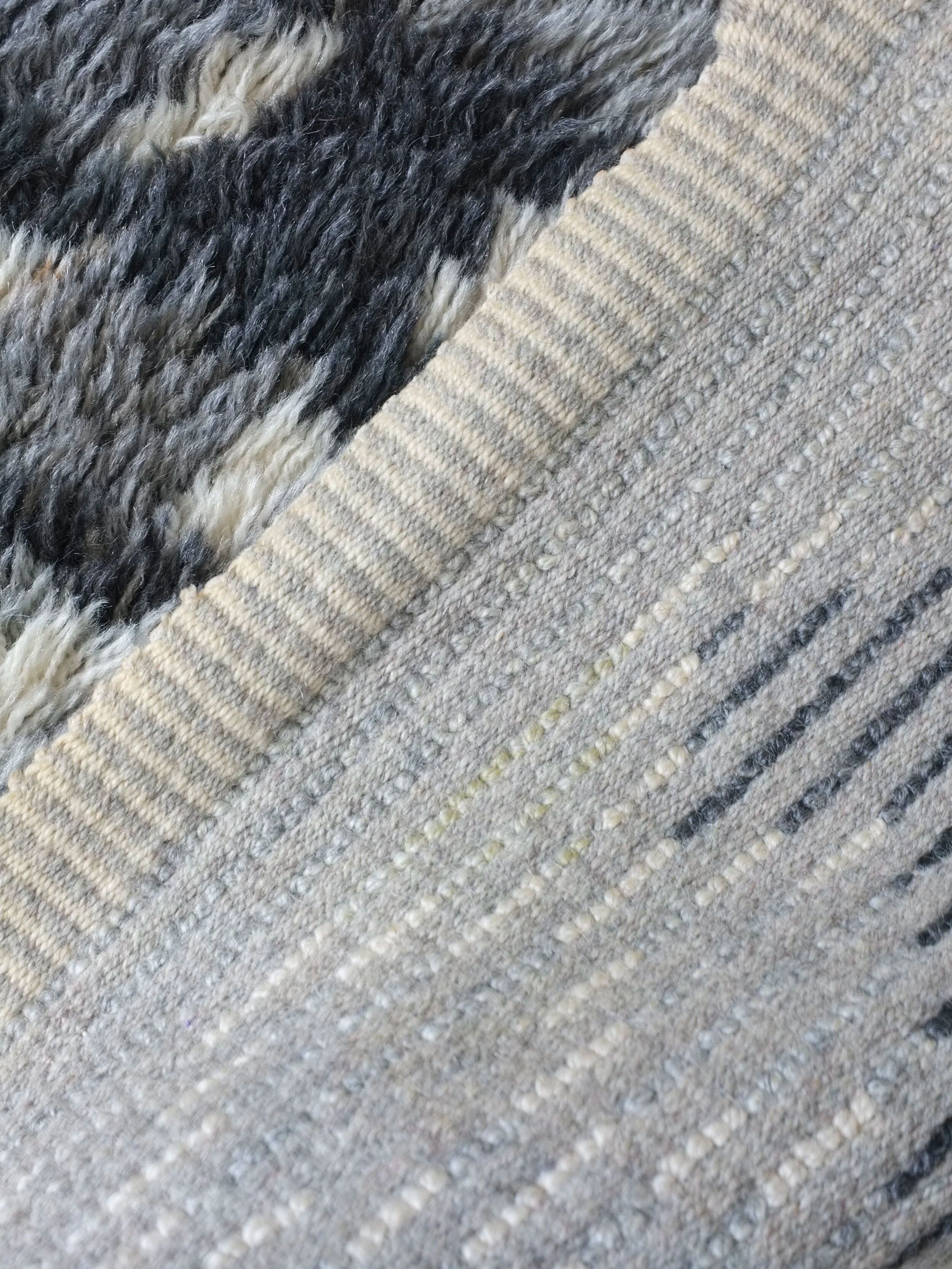 Mid-century gray wool rya rug | Sweden | 1960s