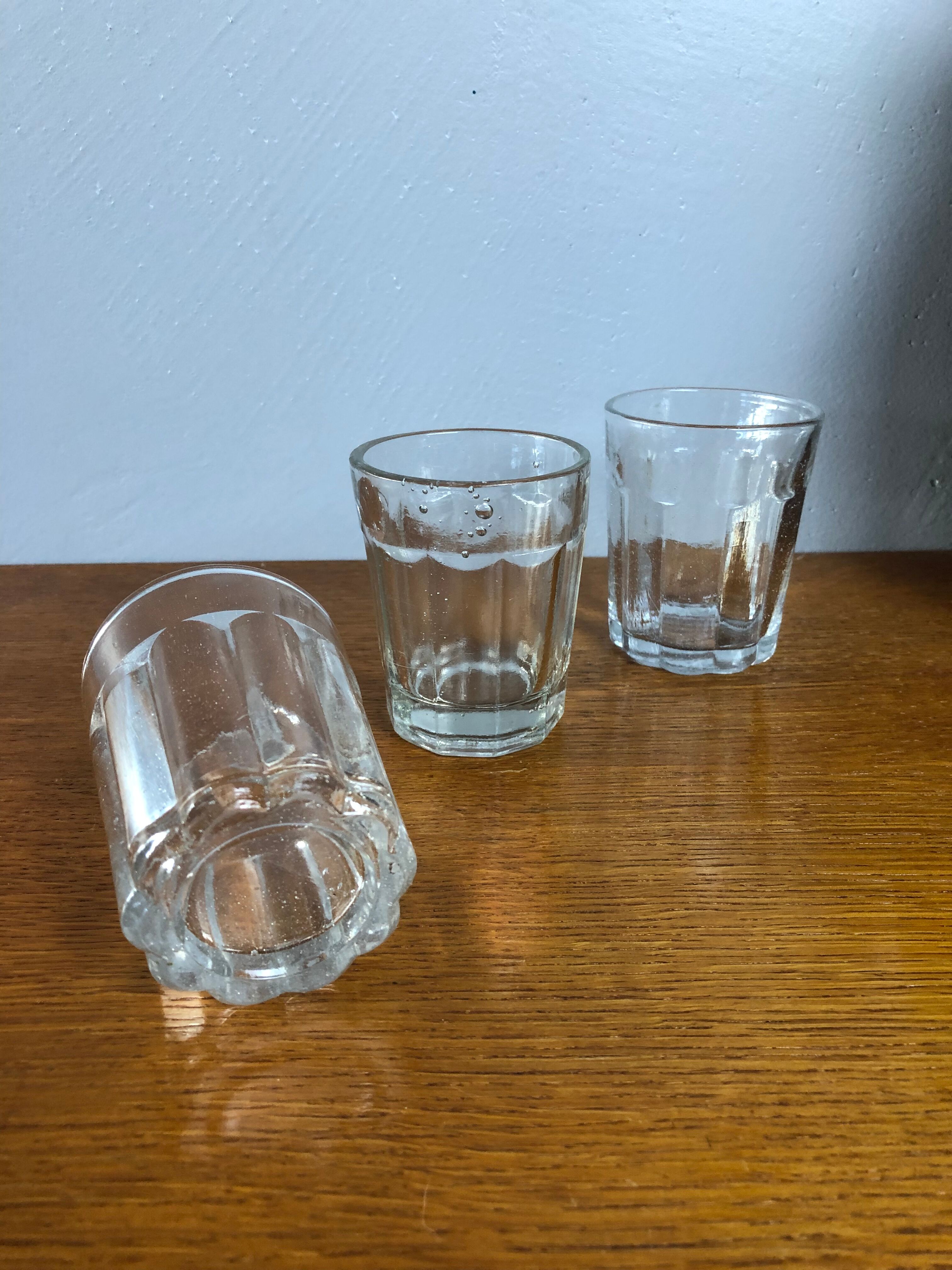 3 blown glass cups