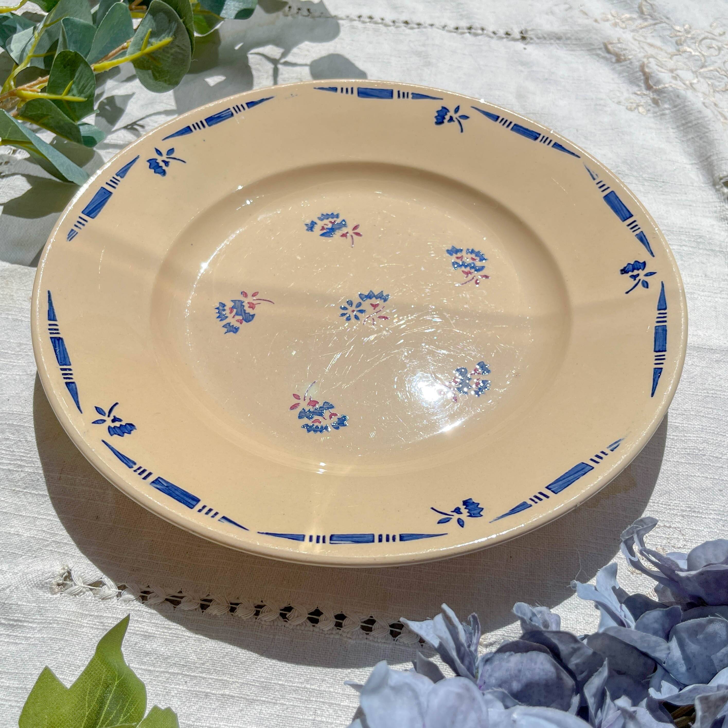 Vintage K&G Luneville "Flore" porcelain dish, 1950s, small blue flowers