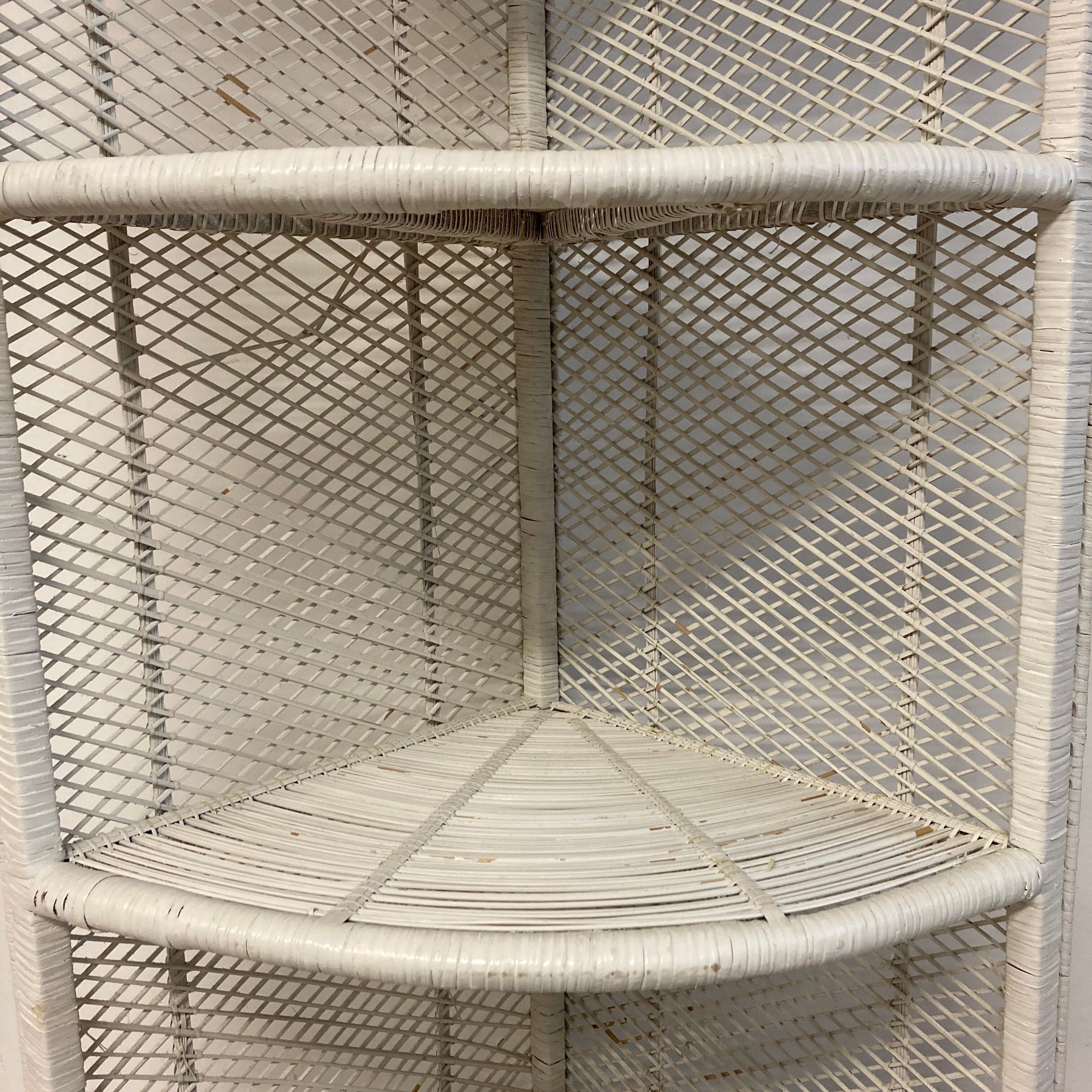 Vintage rattan corner shelf