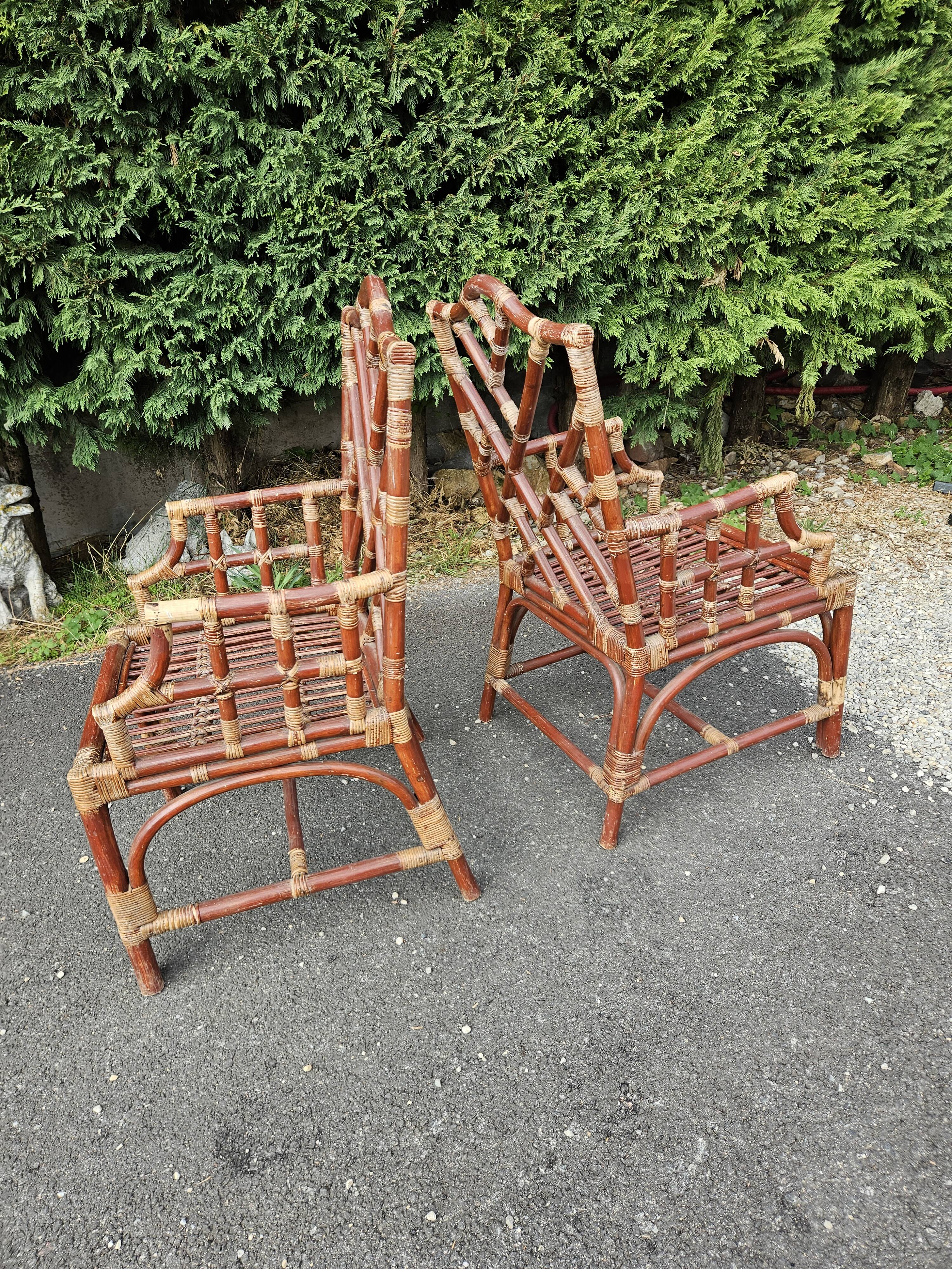 Pair of bamboo armchairs