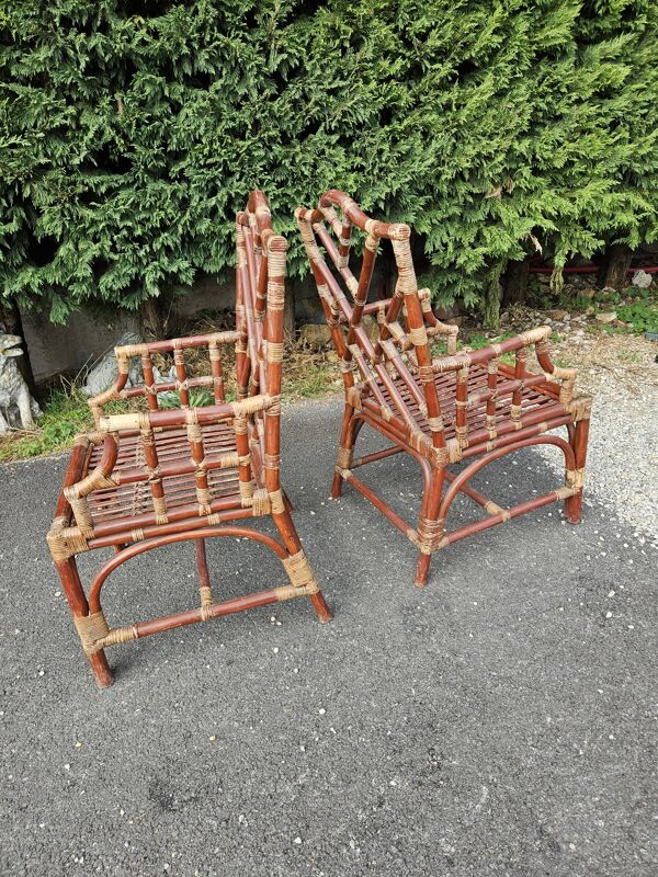 Paire de Fauteuils bambou