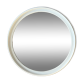 Beige plastic Space Age round wall mirror