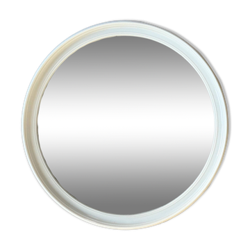 Beige plastic Space Age round wall mirror
