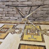 Table basse octogonale verre fumé 1970