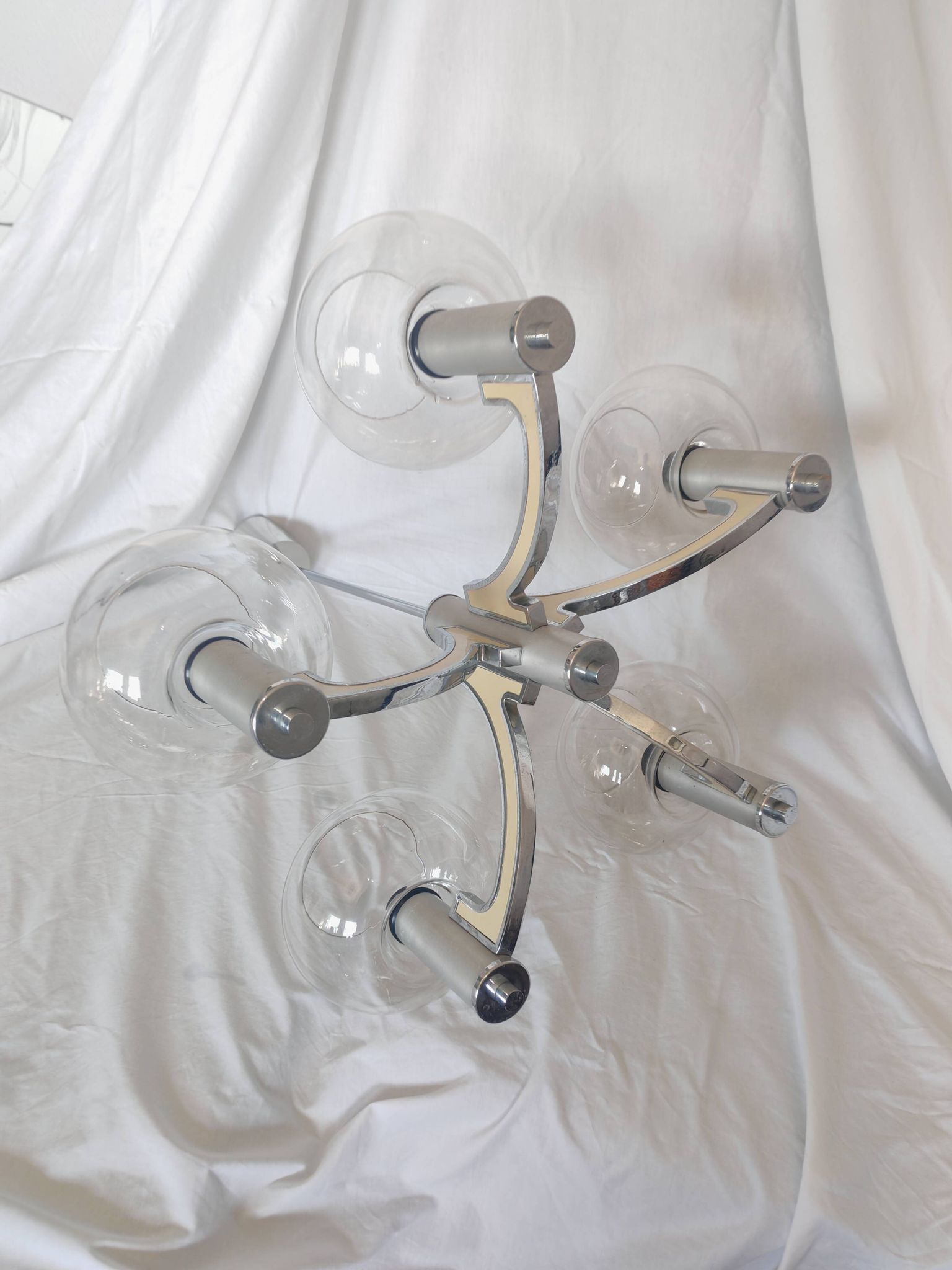 5-branched chandelier by Sciolari, Italy, space age, 1970