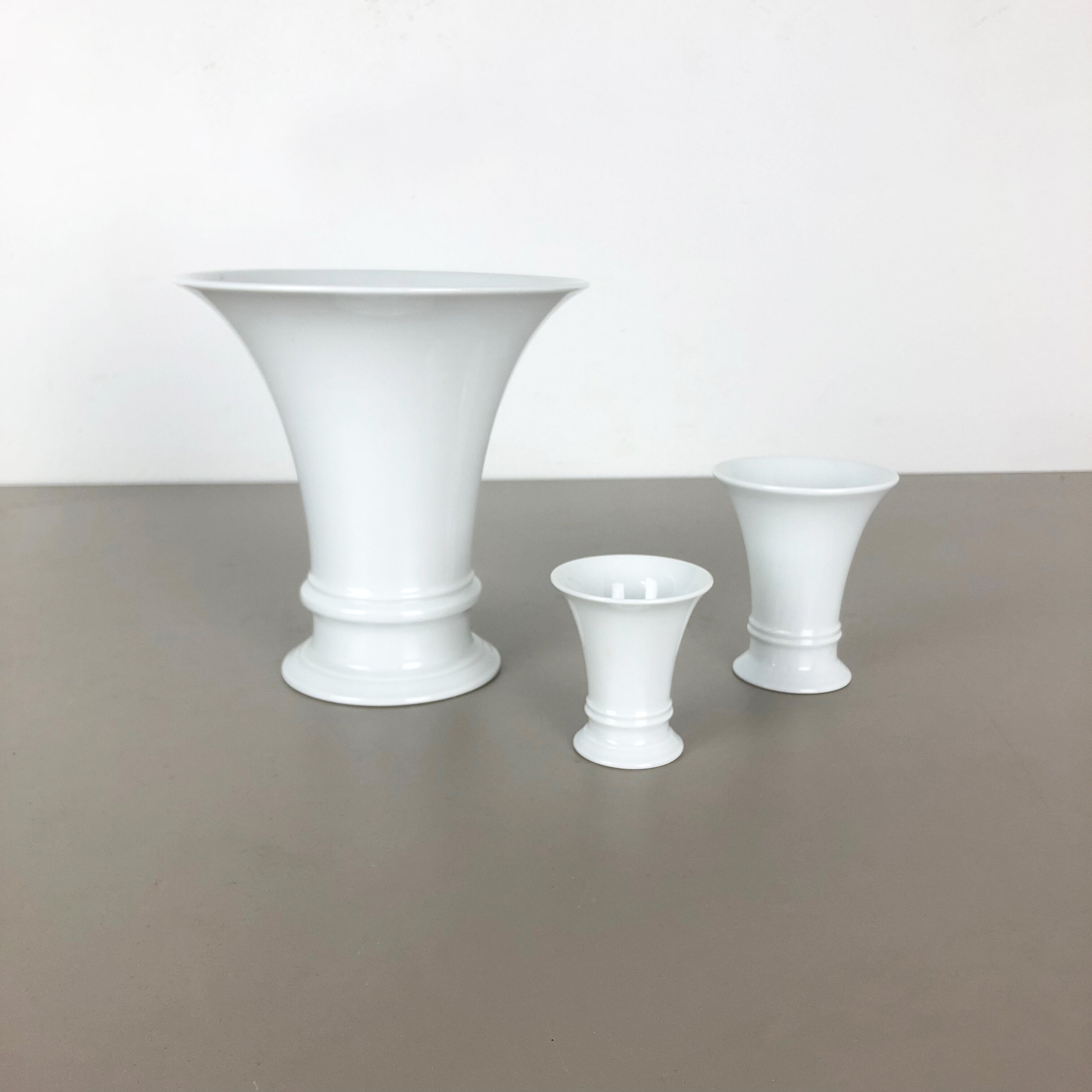 Set of 3 Op Art Vase Porcelain German Vase by Fürstenberg Ceramics Germany 1970s