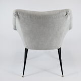 Vintage armchair "Shell", upholstered, Germany, 60s, grey fabric