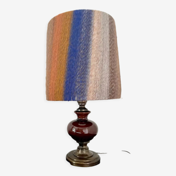 Table lamp vintage bohemian 70s wool lampshade