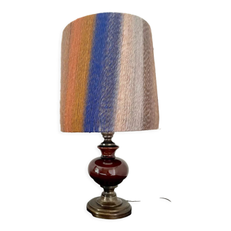 Table lamp vintage bohemian 70s wool lampshade