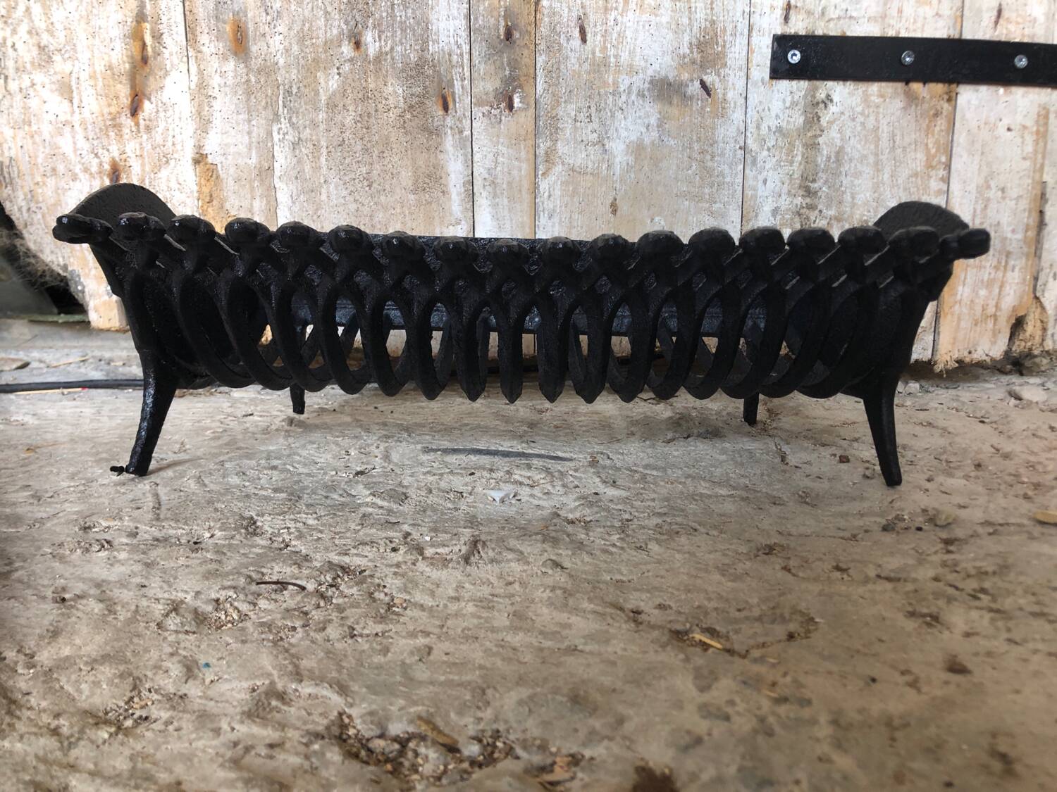 Old Vintage Black Cast Iron Fireplace