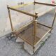 Vintage brass side table and 2 smoked glass trays