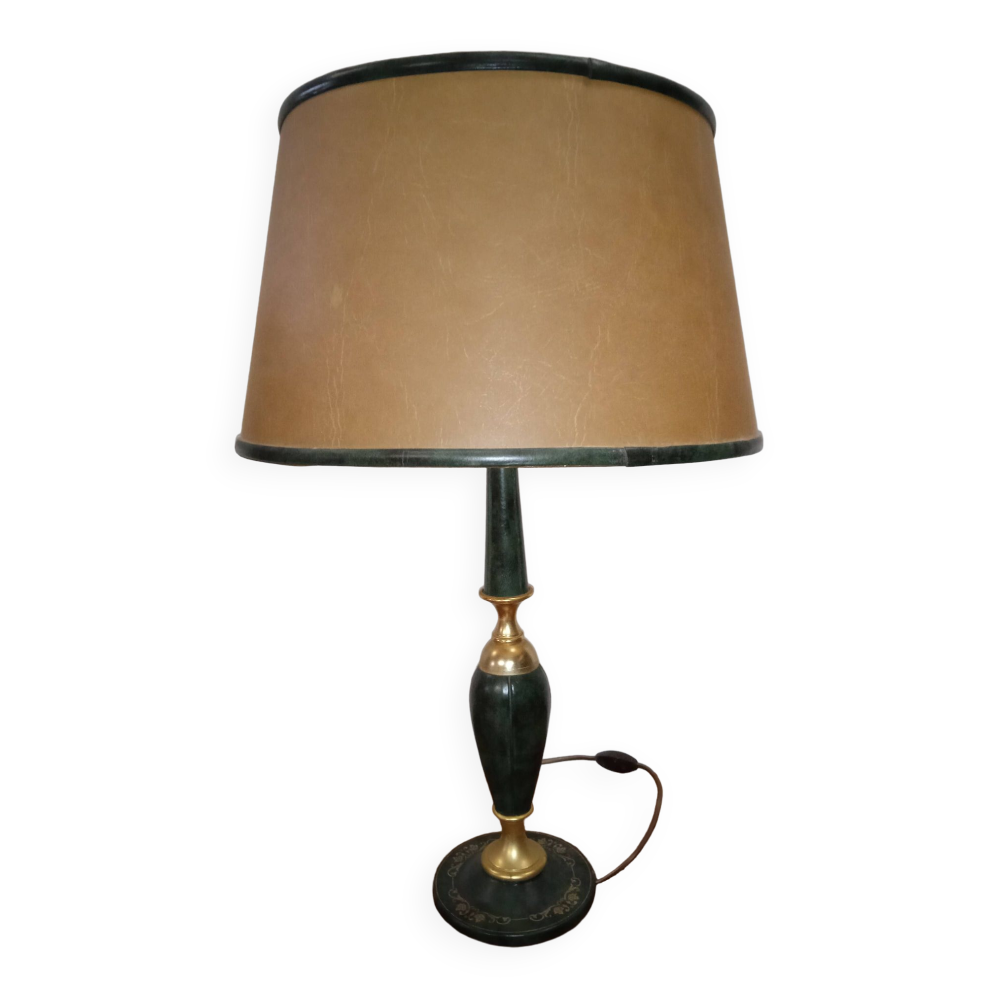 Large vintage leather desk lamp Le Tanneur