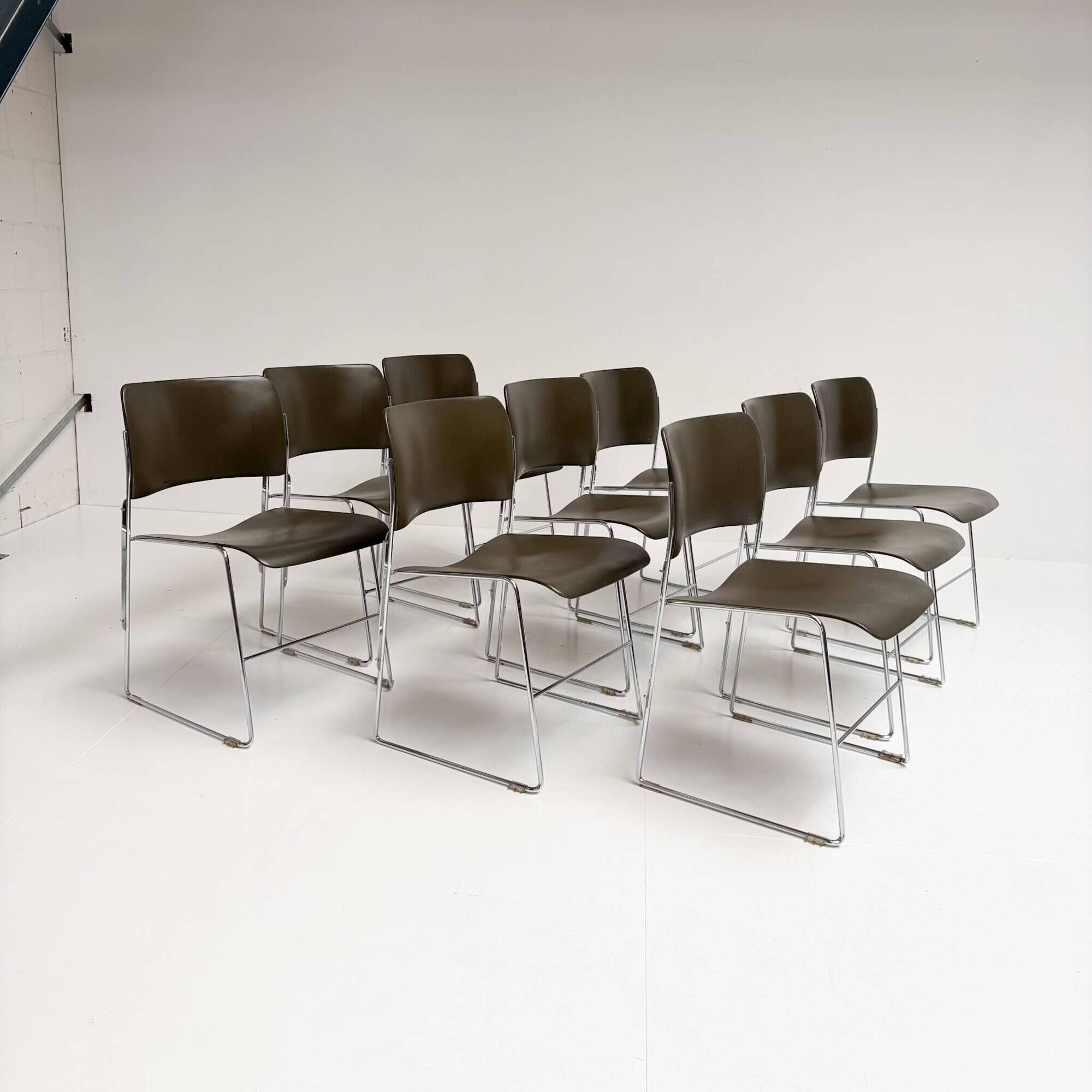 Set of 6 stacking chairs by David Rowland for HOWE, 1968