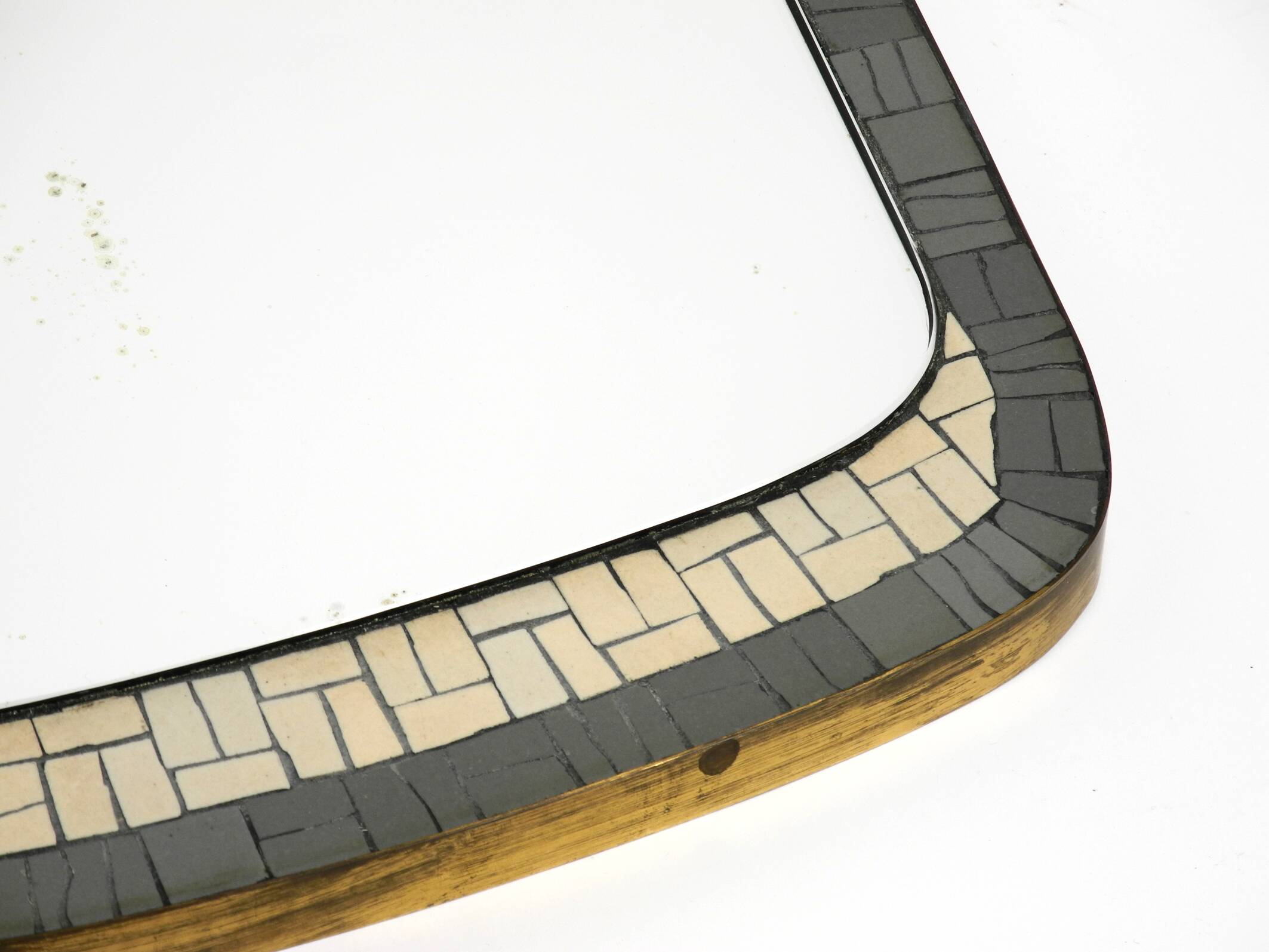 Mid Century mosaic wall mirror with brass frame by Münchner Zierspiegel