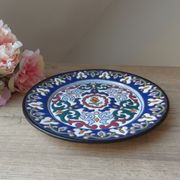 Antique faience plate with blue decoration stamped A. Alvarez, serving dish, appetizer plate.