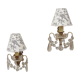 Pair of grapevine wall lamps with lampshades in Toile de Jouy