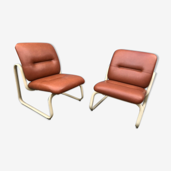 Pair of vintage Steelcase 1970 armchairs