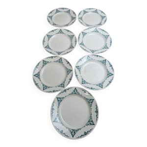 Lot de 7 assiettes plates - moulin loups